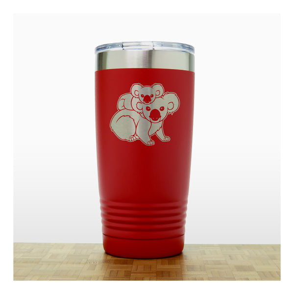 Red - Koala with Baby 20 oz Insulated Tumbler - Copyright Hues in Glass