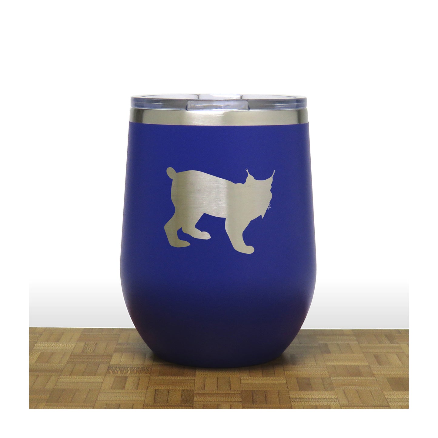 Blue - Lynx PC 12oz STEMLESS WINE - Copyright Hues in Glass