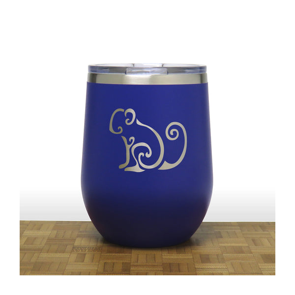 Blue - Monkey - PC 12oz STEMLESS WINE - Copyright Hues in Glass