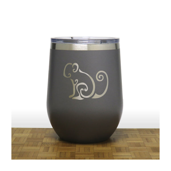 Grey - Monkey - PC 12oz STEMLESS WINE - Copyright Hues in Glass