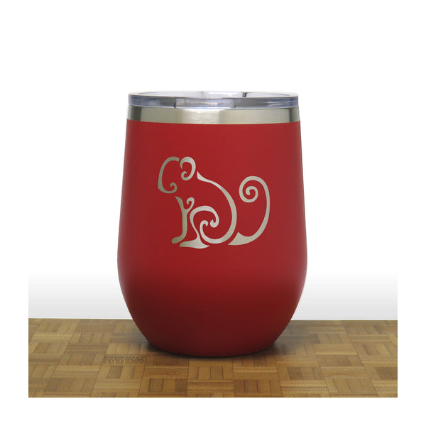 Red - Monkey - PC 12oz STEMLESS WINE - Copyright Hues in Glass