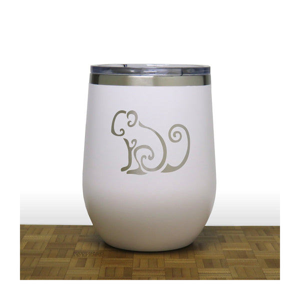 White - Monkey - PC 12oz STEMLESS WINE - Copyright Hues in Glass