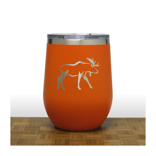 Orange - Moose Design 3 PC 12oz STEMLESS WINE - Copyright Hues in Glass
