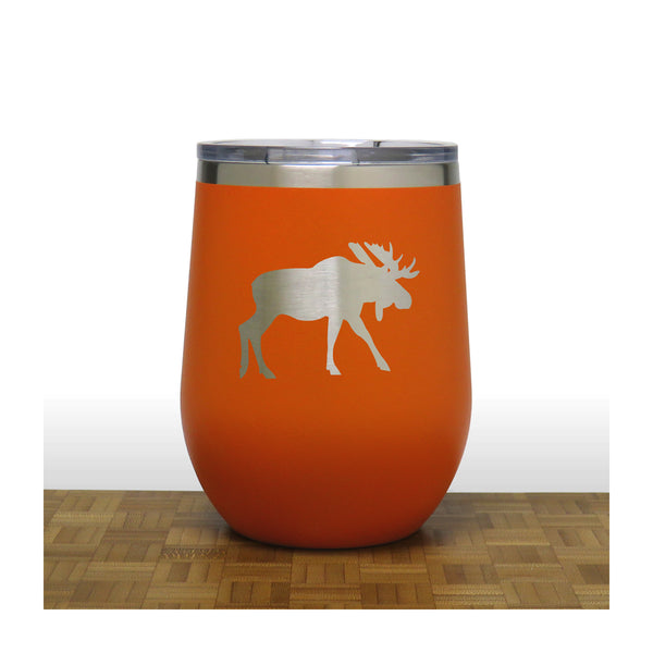 Orange - Moose Design 4 PC 12oz STEMLESS WINE - Copyright Hues in Glass 