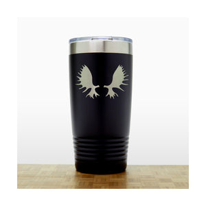 Black - Moose Antlers 20 oz Insulated Tumbler - Copyright Hues in Glass