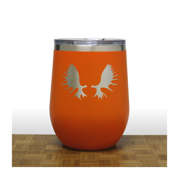 Orange - Moose Antlers PC 12oz STEMLESS WINE - Copyright Hues in Glass