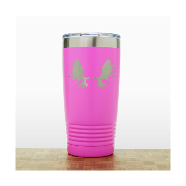 Pink - Moose Antlers 20 oz Insulated Tumbler - Copyright Hues in Glass