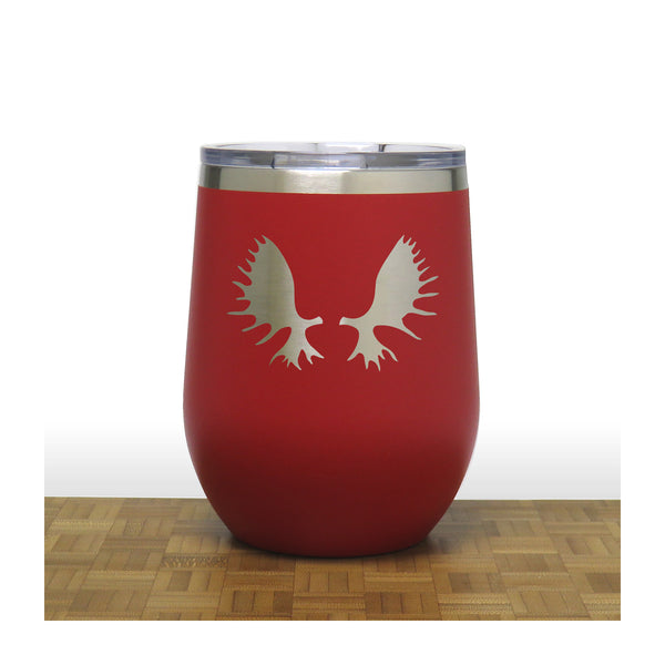 Red - Moose Antlers PC 12oz STEMLESS WINE - Copyright Hues in Glass