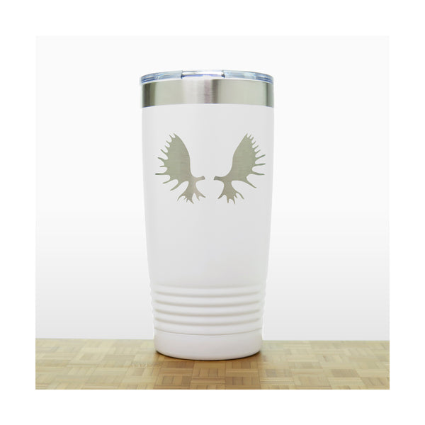 White - Moose Antlers 20 oz Insulated Tumbler - Copyright Hues in Glass