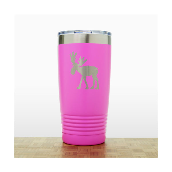 Pink - Moose Whimsical 3 20 oz Insulated Tumbler - Copyright Hues in Glass