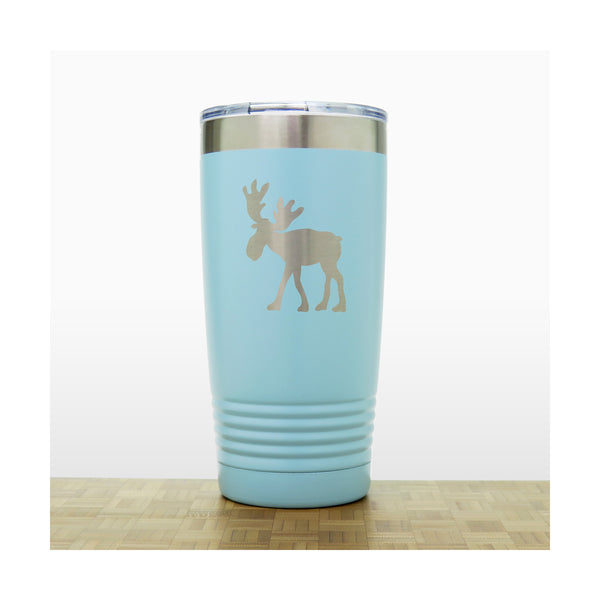 Teal - Moose Whimsical 3 20 oz Insulated Tumbler - Copyright Hues in Glass