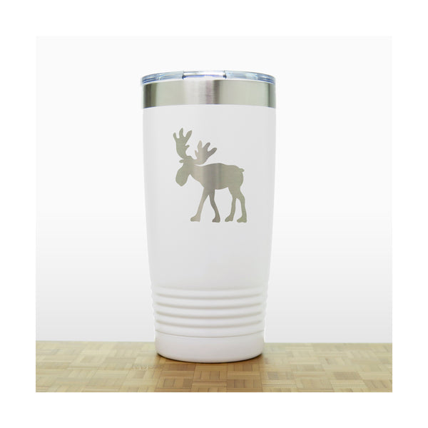 White - Moose Whimsical 3 20 oz Insulated Tumbler - Copyright Hues in Glass