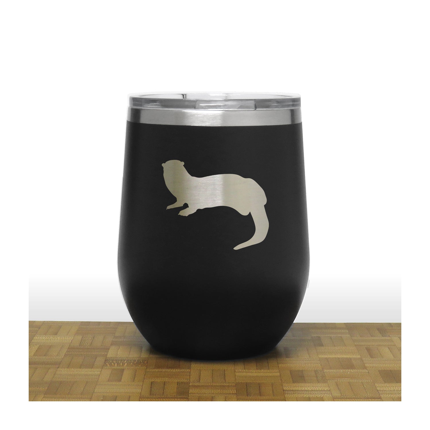 Black - Otter PC 12oz STEMLESS WINE - Copyright Hues in Glass
