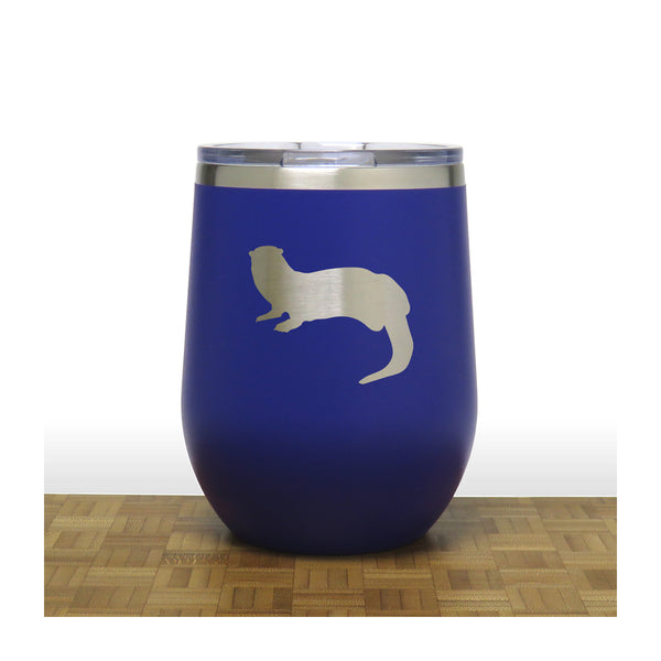 Blue - Otter PC 12oz STEMLESS WINE - Copyright Hues in Glass