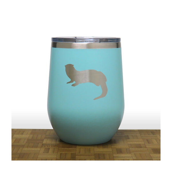 Teal - Otter PC 12oz STEMLESS WINE - Copyright Hues in Glass