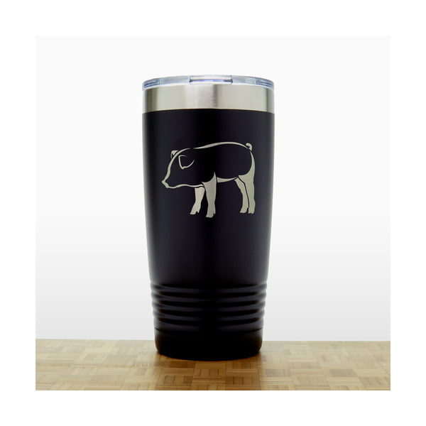 Black - Pig 2 20 oz Insulated Tumbler - Copyright Hues in Glass