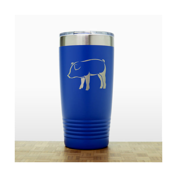 Blue - Pig 2 20 oz Insulated Tumbler - Copyright Hues in Glass