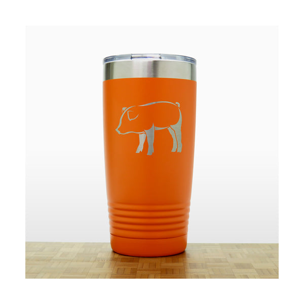 Orange - Pig 2 20 oz Insulated Tumbler - Copyright Hues in Glass