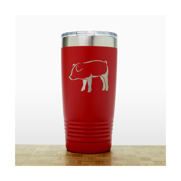 Red - Pig 2 20 oz Insulated Tumbler - Copyright Hues in Glass