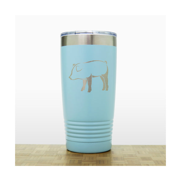 Teal - Pig 2 20 oz Insulated Tumbler - Copyright Hues in Glass