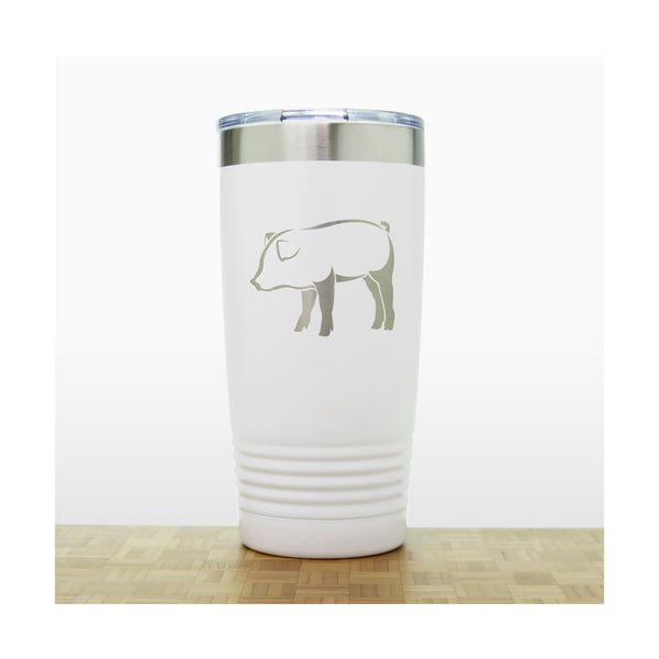 White - Pig 2 20 oz Insulated Tumbler - Copyright Hues in Glass