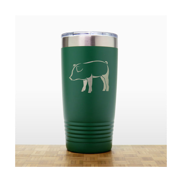 Green - Pig 2 20 oz Insulated Tumbler - Copyright Hues in Glass
