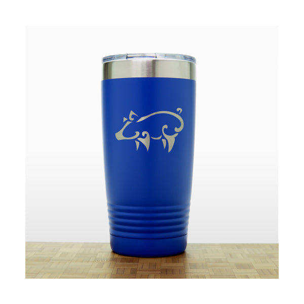Blue - Pig 3 20 oz Insulated Tumbler - Copyright Hues in Glass