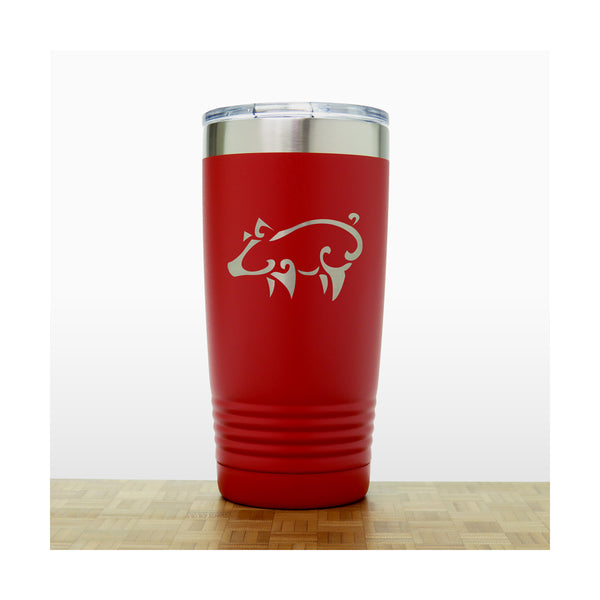 Red - Pig 3 20 oz Insulated Tumbler - Copyright Hues in Glass