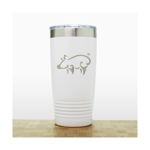 White - Pig 3 20 oz Insulated Tumbler - Copyright Hues in Glass