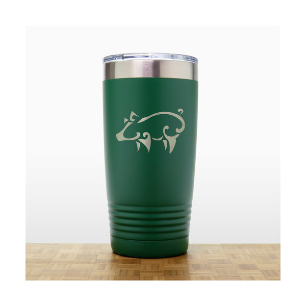 Green - Pig 3 20 oz Insulated Tumbler - Copyright Hues in Glass