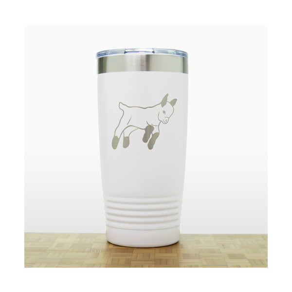 White - Pygmy Goat 2 20 oz Insulated Tumbler - Copyright Hues in Glass