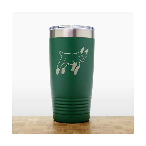 Green - Pygmy Goat 2 20 oz Insulated Tumbler - Copyright Hues in Glass