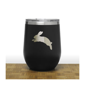 Black -  Jumping Rabbit PC 12oz STEMLESS WINE - Copyright Hues in Glass