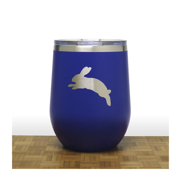 Blue -  Jumping Rabbit PC 12oz STEMLESS WINE - Copyright Hues in Glass