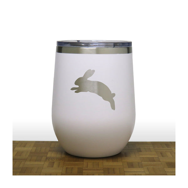 White -  Jumping Rabbit PC 12oz STEMLESS WINE - Copyright Hues in Glass