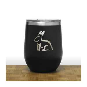Black - Sitting Rabbit PC 12oz STEMLESS WINE - Copyright Hues in Glass