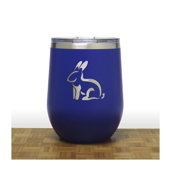 Blue - Sitting Rabbit PC 12oz STEMLESS WINE - Copyright Hues in Glass