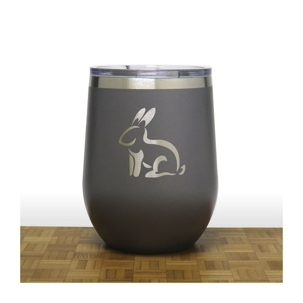 Grey - Sitting Rabbit PC 12oz STEMLESS WINE - Copyright Hues in Glass