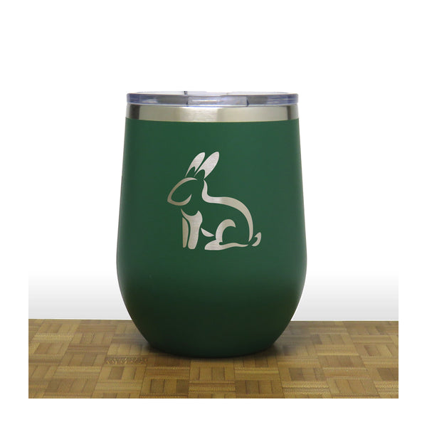 Green - Sitting Rabbit PC 12oz STEMLESS WINE - Copyright Hues in Glass