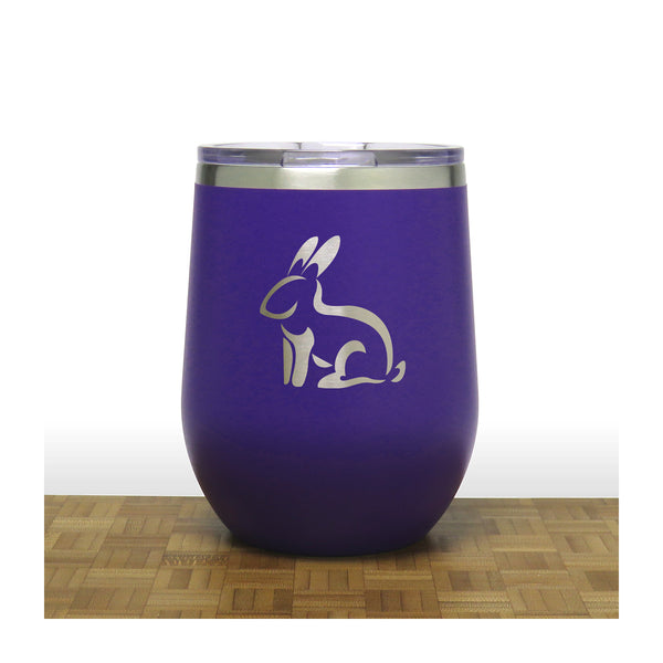 Purple - Sitting Rabbit PC 12oz STEMLESS WINE - Copyright Hues in Glass
