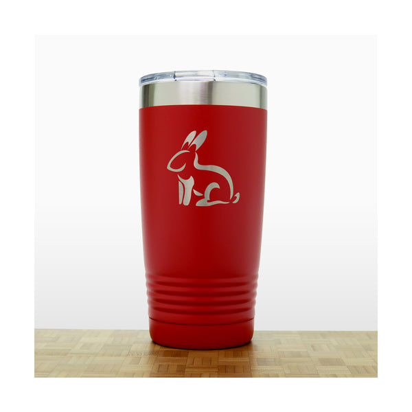 Red - Sitting Rabbit 20 oz Insulated Tumbler - Copyright Hues in Glass