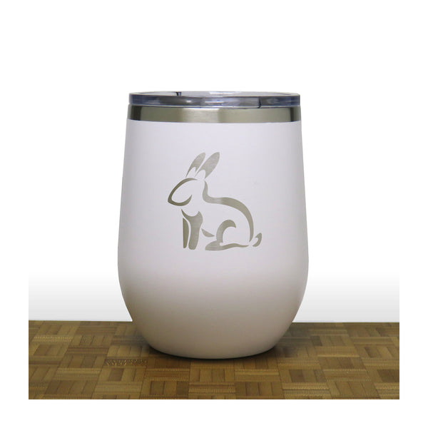 White - Sitting Rabbit PC 12oz STEMLESS WINE - Copyright Hues in Glass