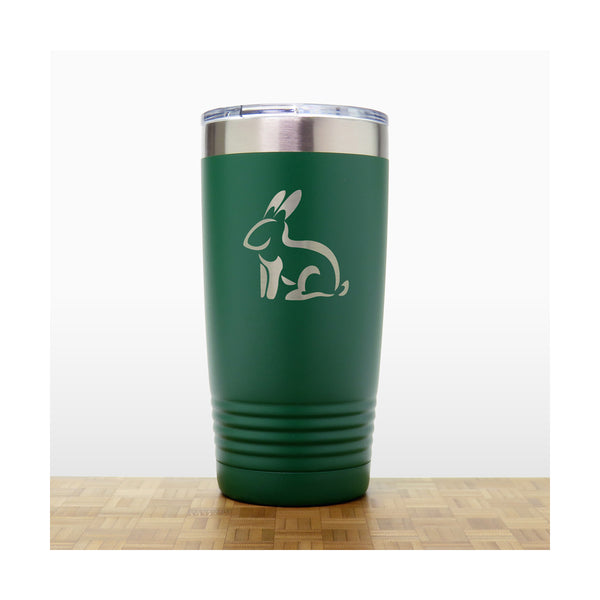 Green - Sitting Rabbit 20 oz Insulated Tumbler - Copyright Hues in Glass