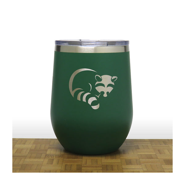 Green - Raccoon PC 12oz STEMLESS WINE - Copyright Hues in Glass