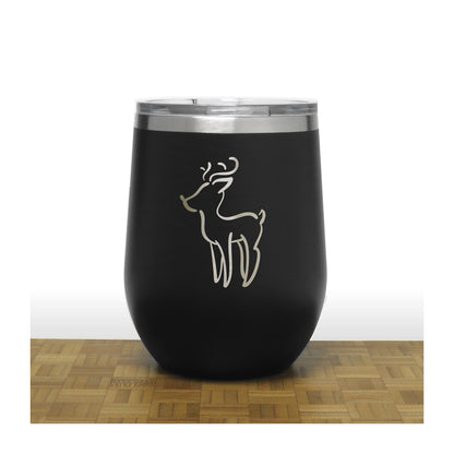 Black - Rudolph Design 2 PC 12oz STEMLESS WINE - Copyright Hues in Glass