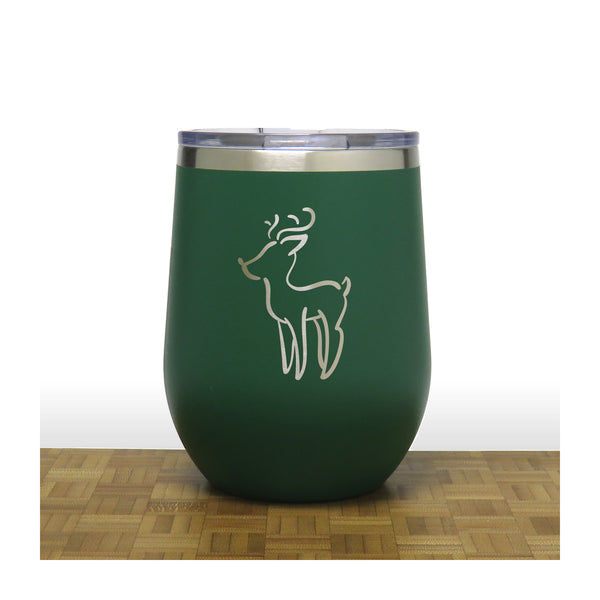 Green - Rudolph Design 2 PC 12oz STEMLESS WINE - Copyright Hues in Glass