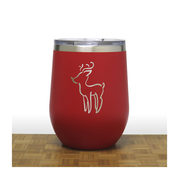Red - Rudolph Design 2 PC 12oz STEMLESS WINE - Copyright Hues in Glass