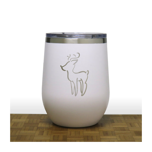 White - Rudolph Design 2 PC 12oz STEMLESS WINE - Copyright Hues in Glass