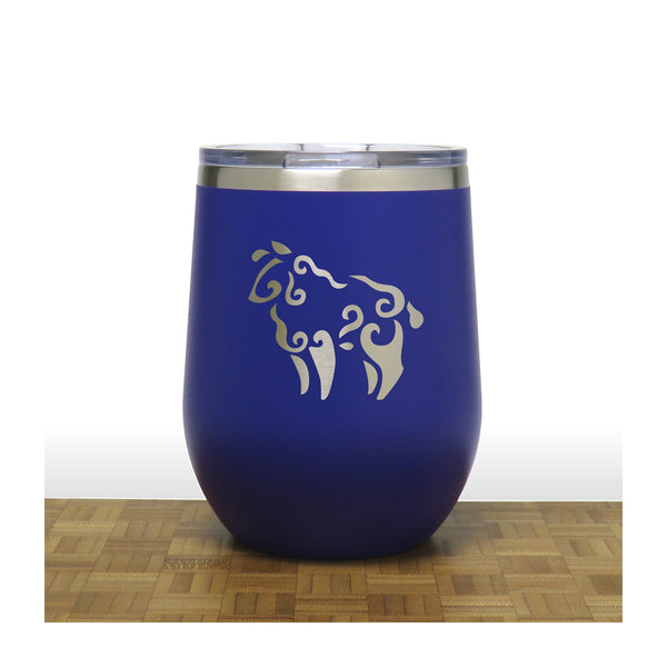 Blue - Sheep PC 12oz STEMLESS WINE - Copyright Hues in Glass