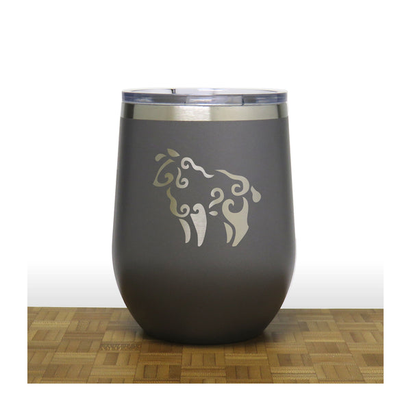 Grey - Sheep PC 12oz STEMLESS WINE - Copyright Hues in Glass